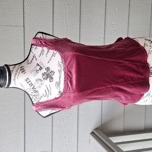 Arianne Velvet & Lace Stretch Corset Tank Top Reddish Purple Large Dark Fairy